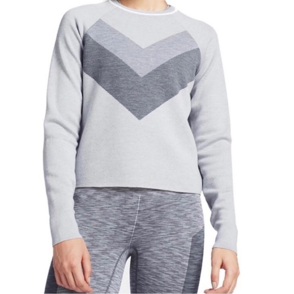 LNDR Sweater. Grey stripe chevron crew neck